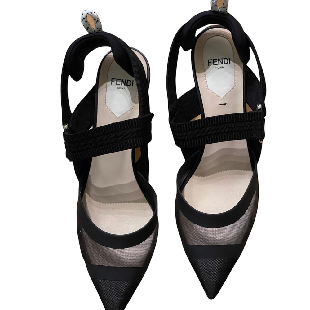 FENDI Colibri Mesh Pointed Toe Pump 55 Mm SIZE US 6,5 Retails $930+ Tax !